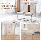 Dining Table Set for 6, Kitchen Table Chairs Set of 6, Modern Dining Room Set 63'' Marble Dinner Table PU Leather Upholstered Chairs for Kitchen (Beige-cro)