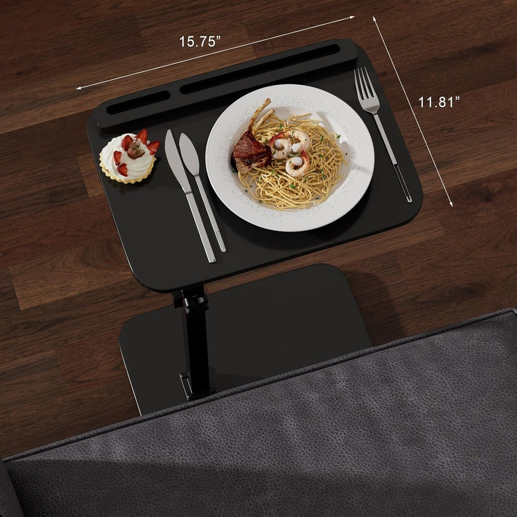 Adjustable End Table for Couch, 360° Swivel C Shaped Side Table with Height Adjustment, Sofa & Bedside Table for Laptop Use, Working & Reading, TV Tray Alternative, Space Saving, Gift for Home