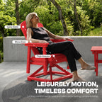 Set of 2 Adirondack Swivel Glider Chairs, All-Weather HDPE Patio Glider Set for Porch, Balcony, Heavy Duty Swivel Rocker Outdoor Seating, 360 Degree Rotation, Red