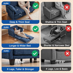 49" Loveseat Sofa Bed, 2 in 1 Convertible Small Sofa Pull Out Couch Bed Chenille Deep 2 Seat Sleeper Twin XL Futon Mattress for Small Spaces Living Room Bedroom Apartment Office, Blue