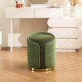 Swivel Vanity Stool with Gold Base Comfy Vanity Chair Modern Round Stool for Makeup Vanity Ottoman Foot Rest for Bedroom livingroom (Green)