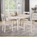 Harper & Bright Designs Modern Dining Table Set for 4,Round Table and 4 Kitchen Room Chairs,5 Piece Kitchen Table Set for Dining Room,Dinette,Breakfast Nook,Antique White