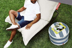 Fatboy Point Outdoor Pouf Ottoman, Stripe Ocean Blue