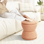EazeHome Round Ottoman with Storage, Swivel Boucle Ottoman Vanity Stool, Upholstered Footstool with Storage Removable Lid, Modern Round Footrest Coffee Table for Living Room, Dorm, Makeup Room, Coral
