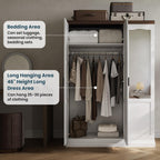 ANCTOR 3 Door Armoire Wardrobe Closet with Mirror, Large Wardrobe Closet with Doors, White Armoire for Bedroom with Hanging Rods & Shelves for Long Clothing, Short Clothing and Stacking, Modern
