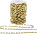 6mm Crafts Faux Pearl Beads Garland Pearl Bead Roll Strand of Pearls to Decorate Floral Centerpieces Wedding Party Favor Christmas Tree(82 Feet Gold)
