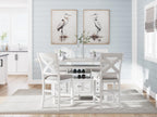 Signature Design By Ashley Robbinsdale 72-Inch Counter Height Dining Table with Kitchen Island Storage, Rubberwood Solids, Ash Veneer and MDF Substrates, Antique White