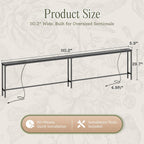 Huuger 110.2 Inch Behind Couch Table with 2 Power Outlets and USB-C Ports, Extra Long Narrow Sofa Table for Sectional Sofa, Skinny Console Table with Anti-Bump Pads, for Living Room, Grey