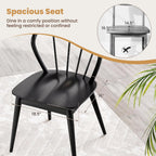 Giantex Wooden Dining Chairs Set of 2, Black Windsor Kitchen Chair w/High Spindle Back & Rubber Wood Legs, Wide Seat & Curved Backrest, Farmhouse Side Chairs, Armless Accent Chair for Home Restaurant