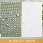 3 in 1 Shower Curtain Set, Sage Green Waffle Shower Curtain and PEVA Liner Set with 12 Stainless Steel Shower Curtain Hooks, Waterproof Fabric Shower Curtains for Bathroom, 72 W x 72 H