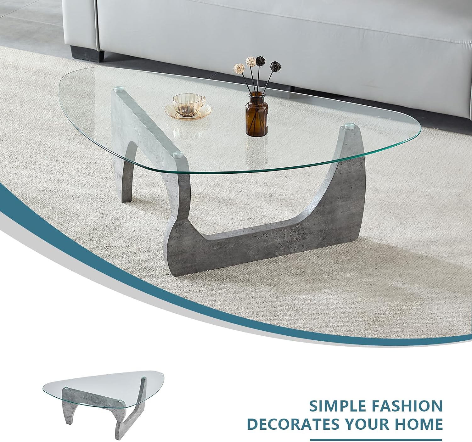 Btrpily Wooden Coffee Table - Modern Marble Coffee Table， Contemporary, Stylish, High-End Furnishing for Your Living Room (Marble Stone, Triangle)