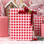 Burymento Red Checkerboard Wrapping Paper, Gift Wrap for Birthday, Valentines, Mothers day, Graduation, Wedding, Fathers day, Baby Shower, Christmas (17in x 32.8ft)