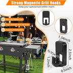 6pcs Magnetic Grease Gate Set, Griddle Spatula Holder and Magnetic Hooks Combo, Stainless Steel Flat Top Griddle Accessories Kit, Grill Tool Holder