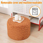 Fluffy Round Ottoman Pouf,Foot Stool Ottoman,Foot Rest,Burnt Orange,20x14In | All-in-One Foam Pouf,Ottoman Coffee Table,Couch Footrest,Footrest for Chair,Remov. Cover,Perfect for Living Room,Bedroom Dorm