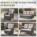 Rilyson Wicker Rocking Chair Swivel Chairs - 2 Piece Rocker Patio Chairs Set Rattan Rocking Chair for Outdoor Porch Deck Garden Backyard (Brown/Beige)