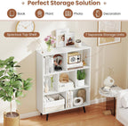Giantex 7-Cube Bookcase, 3-Tier Modern Bookshelf with 4 Metal Legs, 31.5" Freestanding Open Storage Organizer with 2 Anti-tip Devices, Mid-Century Display Rack for Living Room (31.5" x 9.5" x 42")