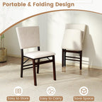 Giantex Folding Dining Chairs Set of 2, Armless Kitchen Chair w/Padded Seat & Tilt Backrest, Rubber Wood Legs, Upholstered Accent Side Chairs for Dining Room, Living Room, Restaurant