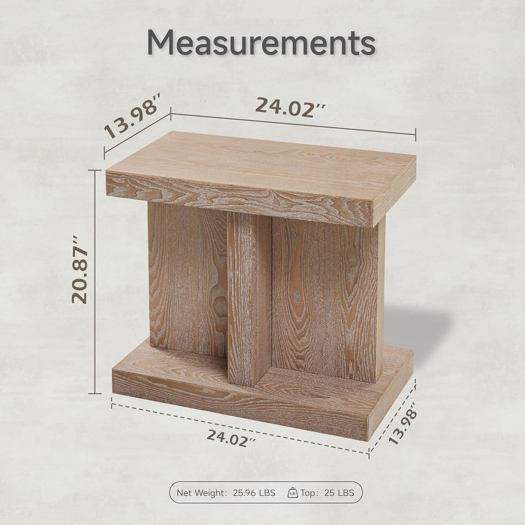 COZAYH Farmhouse Wood End Table with Open Base Shelf, Modern Minimalist Rectangular Side Table Plant Stand for Living Room, Bedroom, Natural Grain Finish