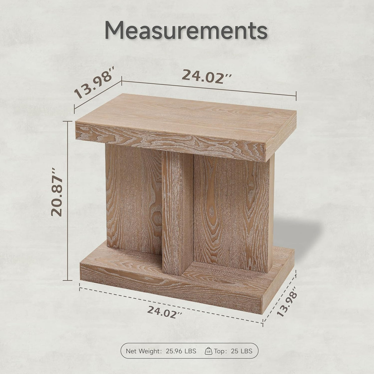 COZAYH Farmhouse Wood End Table with Open Base Shelf, Modern Minimalist Rectangular Side Table Plant Stand for Living Room, Bedroom, Natural Grain Finish