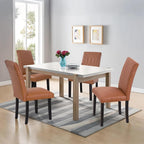 VECELO Upholstered Dining Chairs Set of 6, Modern PU Leather Accent Parsons, Solid Wood Legs w/Rubber Footpads, for Living Room Kitchen, Brown