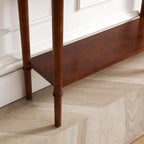 Leick Home Coastal Console Table, Solid Wood, with Drawer and Shelf, for Entryways, Hallways, and Living Rooms, Pecan Brown, 20027-PC
