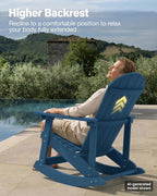 YEFU Outdoor Rocking Chair Set of 2,Adirondack Rocking Chair,Patio Rocker Chair with Wide Back,Oversized Rocker Chair Look Like Real Wood, for Lawn, Porch, Backyard, Indoor and Garden(Navy Blue)