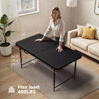 Folding Table 4 Foot - 3 Level Adjustable Height, HDPE Wicker Pattern, Heavy Duty 440LBS Capacity, Portable - for Camping, Party, Indoor & Outdoor Use, 2 Pack