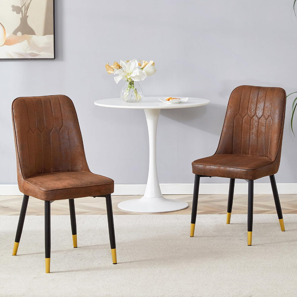 Dining Chairs Set of 2，Modern Dining Chairs, Equipped with Suede Nap Leather Backrest Cushions and Metal Legs, Suitable for Restaurants, Kitchens, and Dining Room Chairs