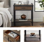 Art Leon Side Table - Mid Century Modern Night Stand, Bedside Table with Wood Drawer, End Table with Storage Shelf for Living Room, Walnut