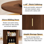 55'' Round Dining Table for 4-6, Mid-Century Modern Kitchen Table with Rotating Tray and 2-Layer Storage Shelf, Wood Slide Door Dining Room Table for Home Living Room, Walnut