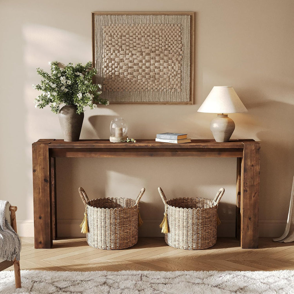 Solid Wood Console Table for Entryway, 70.9-Inch Extra Long Farmhouse Sofa Table Behind Couch, for Living Room, Foyer, Hallway, Entrance, Rustic Brown