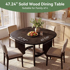 Solid Wood Square Dining Table for 4, 47.24-Inch Farmhouse Kitchen Dinner Table, Sturdy Rustic Dining Room Furniture, Table Only, Walnut