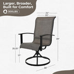 Grand Patio Outdoor Swivel Dining Chairs Set of 2, 360 Degree Mesh Sling Rocker Sets for Deck, Garden Backyard, Mixed Coffee
