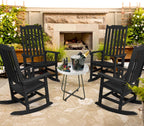 Oversized All-Weather Outdoor Rocking Chairs Set of 2, Patio Rocker | Ergonomic Curved Slat High Back, Smooth Rocking, Tall Seat Relieves Calf, Holds 380lbs, Fade Crack Resistant & Easy to Clean