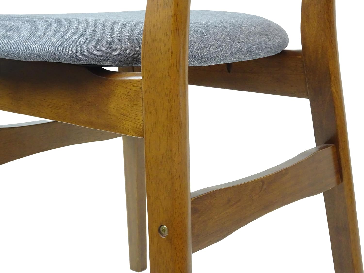 Set of 3 Dining Kitchen Round Table and 2 Yumiko Side Chairs Solid Wood w/Padded Seat Medium Brown