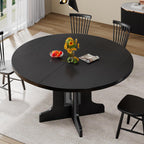 Feonase 43.3-59" Round Extendable Dining Room Table for 4-6, Modern Oval Kitchen Table with Heavy Duty Base, Dining Table for Kitchen Living Room, Easy Assembly, Noise-Free, Matte Black