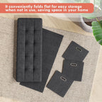 Ornavo Home 40 Inch Storage Ottoman with 3 Drawers, Tufted Linen, Black | Foldable Large Bench Design; Foot Rest Stool Seat; Ideal for Living Room, Bedroom or Entryway
