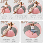 Homguava 6FT Bean Bag Chairs for Adult Teardrop Bean Bag with Memory Foam | Bean Bags with Handy Handle and Washable Cover for Living Room, Bedroom (Corduroy Light Grey/Pink)