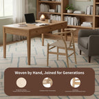 Polynices Wishbone Chair, Weave Modern Solid Wood Mid-Century Y Shaped Backrest Dining Chair (Natural)