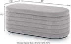 Storage Ottoman Bench End of Bed for Bedroom, Boucle Upholstered Entryway Shoe Seat Bench with Storage, Sherpa Modern Cute Padded Blanket Chest Stool Foot Rest for Living Room (Light Gray)