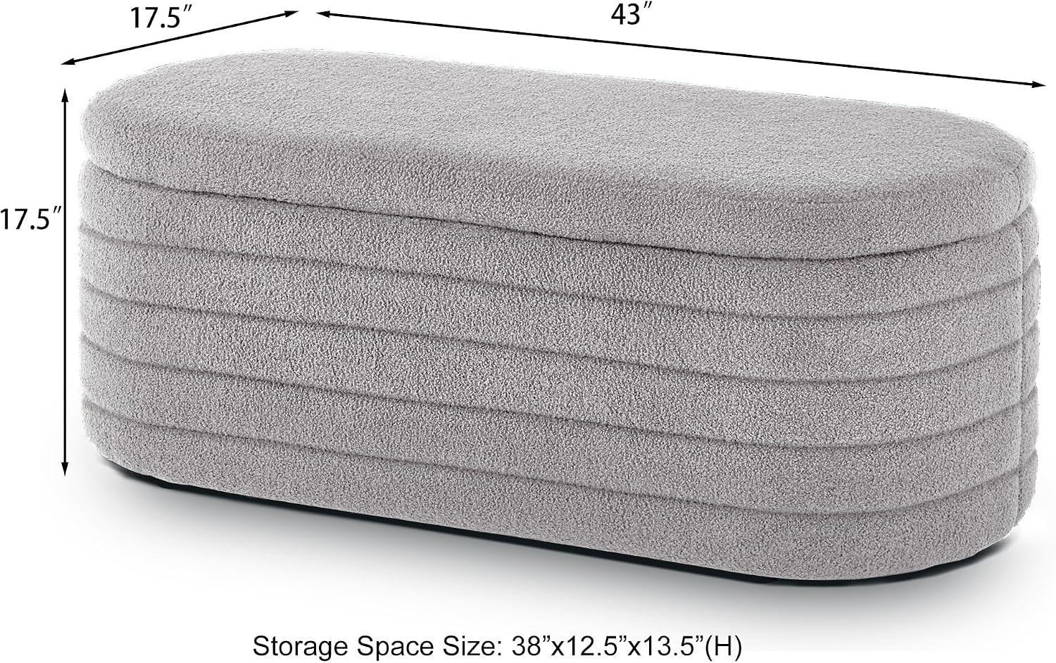 Storage Ottoman Bench End of Bed for Bedroom, Boucle Upholstered Entryway Shoe Seat Bench with Storage, Sherpa Modern Cute Padded Blanket Chest Stool Foot Rest for Living Room (Light Gray)