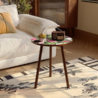 Round Side Table,Mid Century Modern End Table for Couch Bedside,Easy Assembly Accent Nightstand with Solid Wood Leg for Living Room,Bedroom,Corners,Small Table Stand for Small Spaces