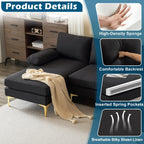 VINGLI 110" Modern Sectional Couch with 51" D Double Chaise, Black Deep Seat U Shaped Couch with Removable Pillows & Metal Legs, Comfy 4-Seat Sofas for Living Room, Linen Fabric