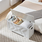 39.3" Storage Bench with 2 Safety Hinges,entryway Bench,Blanket Storage,Shoe Storage Bench for Entryway,Bedroom,Living Room