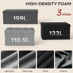 Ottoman with Storage,Black | Folding Storage Ottoman Bench for Living Room and Bedroom,Rectangle Foot Rest Stools Holds up to 660 lbs