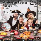 452 Pcs Pirate Party Supplies Decorations for 50 Guests, Pirate Treasure Theme Paper Plates Napkins Cups Tablecloth Cutlery Straws for Adult Halloween Birthday Party Decorations