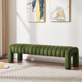 63’’ Bedroom Bench, Upholstered End of Bed Bench with Solid Wood Legs, Modern Dining Bench with Full Covered Fabrics for Entryway, Bedroom, Living Room (Green, Velvet)