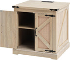 VEVOR Farmhouse End Table, Rectangle PE Rattan Woven Wood Coffee Table, 24-Inch Modern Boho Style Storage Coffee Table with Retro Metal Hinges, for Living Room, Bedroom & Small Spaces