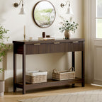 Lulive Fluted Console Table, 51 Inch Entryway Table with 3 Drawers | Scandi farmhouse look with quiet full-extension slides, open lower shelf, profile for hallway, entry, foyer or behind sofa.