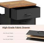 Maihail 3 Drawer File Cabinet with Wheels with Open Storage Shelf, Rustic Brown